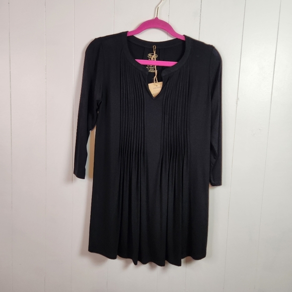 Blue Sky Clothing Sandy Tunic Top Black 3/4 Sleeves Bamboo New NWT Size XXS - Picture 3 of 10